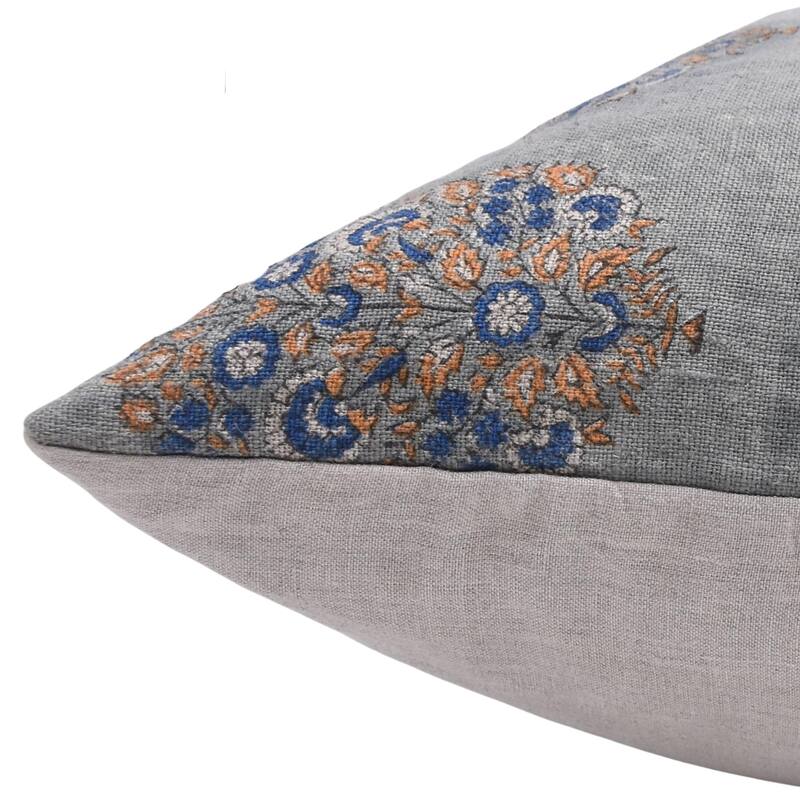 Linen Square Block print pillow Cover - Guldasta