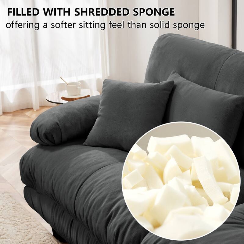 GDFStudio - Chenille 3-Seater 133.8" Deep Seat Sofa Couch