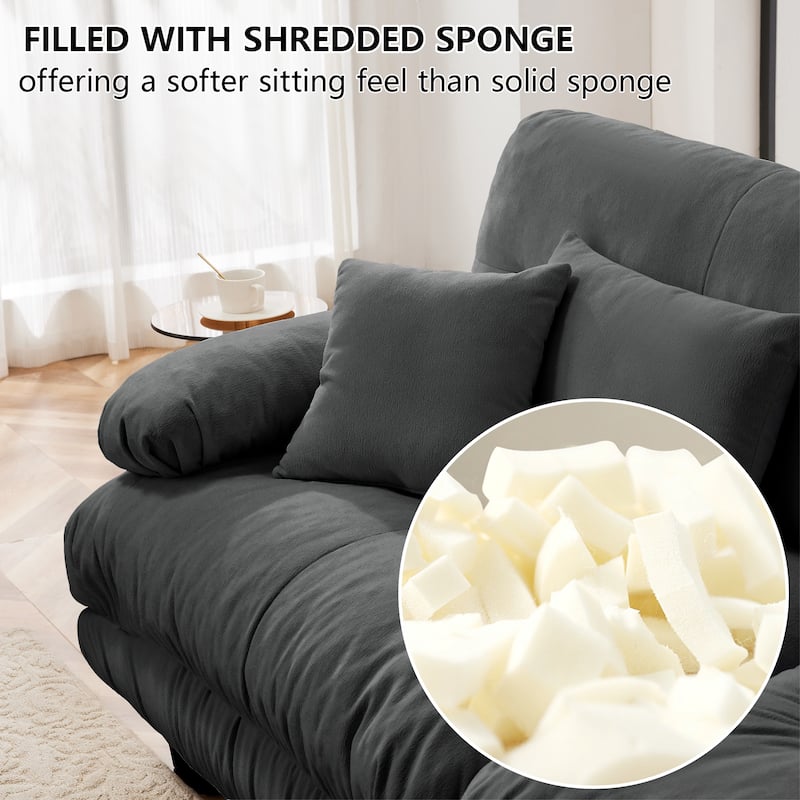 GDFStudio - Chenille 4-Seater 173.2" Cloud Modular Sectional Couch with Ottoman