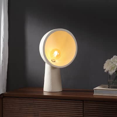 Claude 17.5" Contemporary Minimalist Resin Half-Globe Column LED Table Lamp