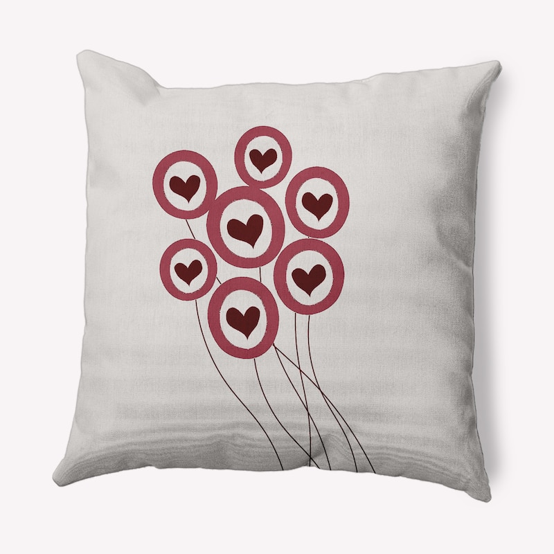 Love Balloons Valentines Decorative Throw Pillow - 26" x 26" - Gray