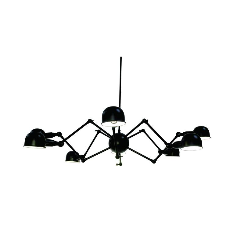 8-Light Black Chandelier With Aluminum Shades