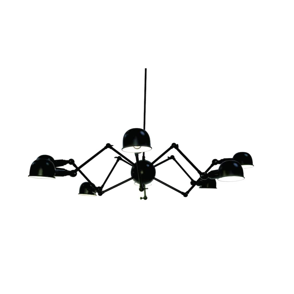 8-Light Black Chandelier With Aluminum Shades
