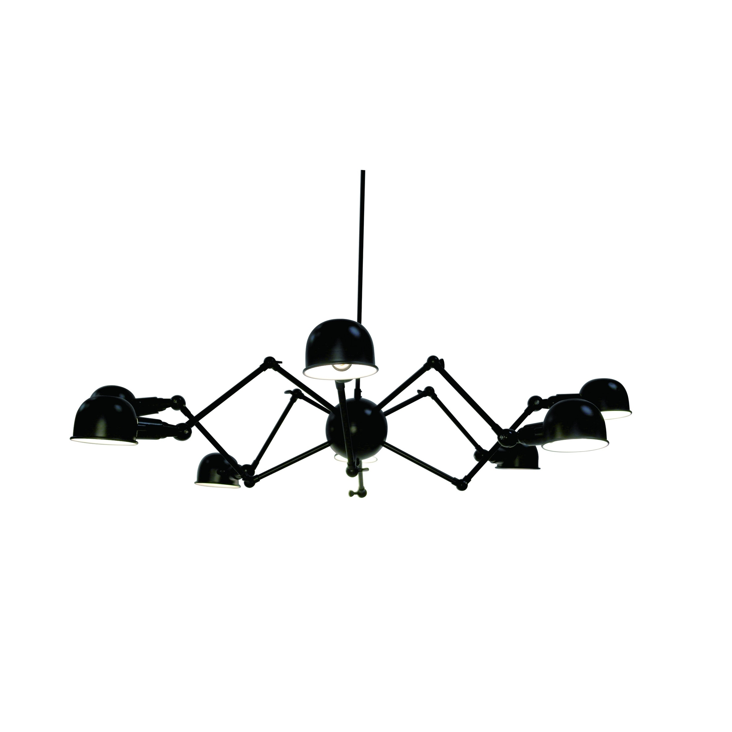 Industrial 8-Light Black Chandelier With Aluminum Shades
