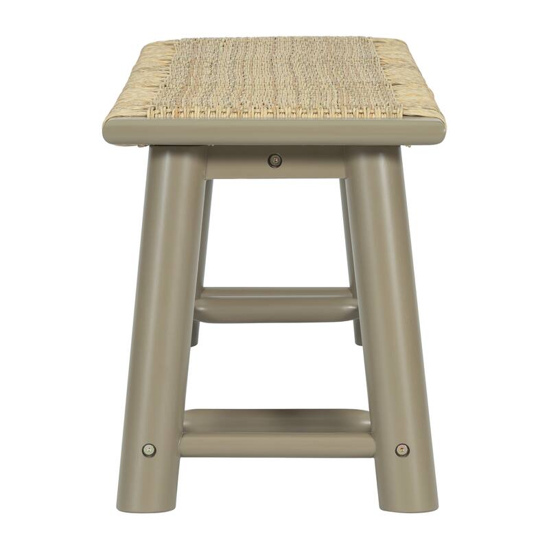 Farmhouse Modern Solid Wood Indoor & Covered Outdoor Rattan Bench