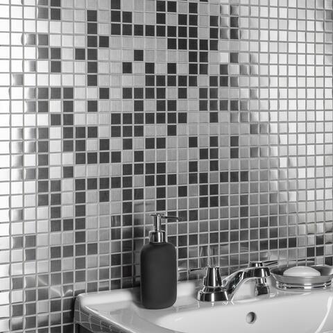 Merola Tile Alloy Square 11.86" x 11.86" Stainless Steel Porcelain Mosaic
