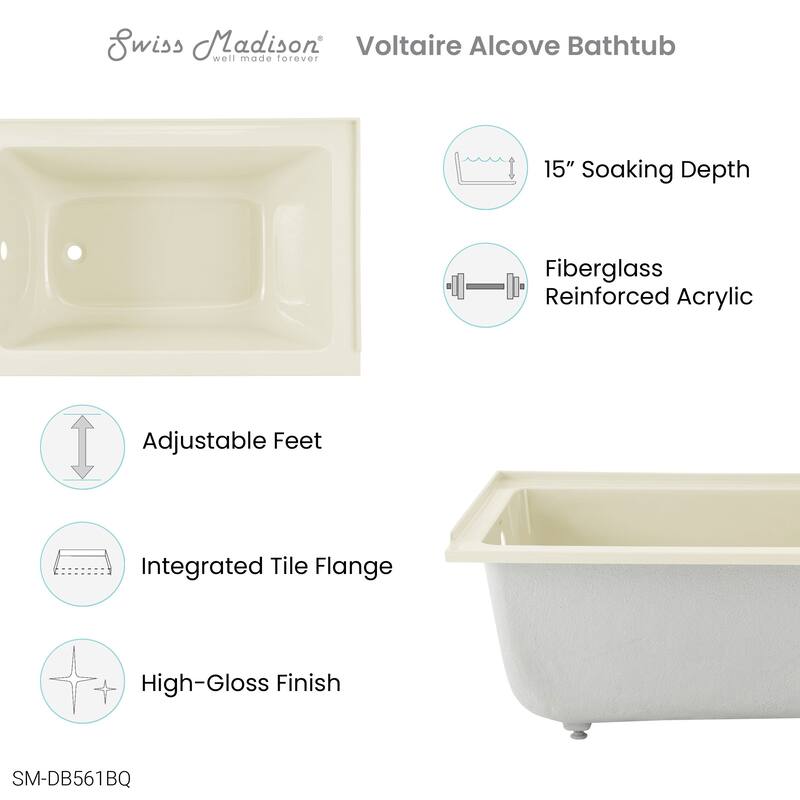 Voltaire 48 x 32 in. Acrylic Drop-in Bathtub