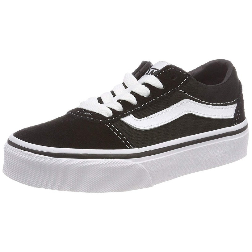 vans black and white size 4