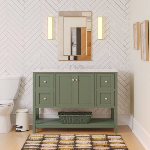 KitchenBathCollection Lakeshore 48" Bathroom Vanity with Engineered Carrara Top