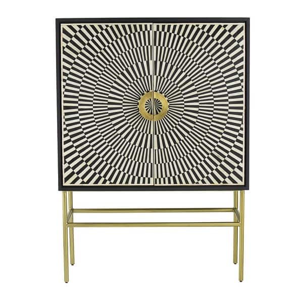 slide 2 of 6, A&B Home Modern Elegance Black Sunray 2 Door Bar Cabinet