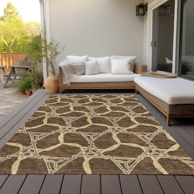 Machine Washable Indoor/ Outdoor Transitional Links Chantille Rug