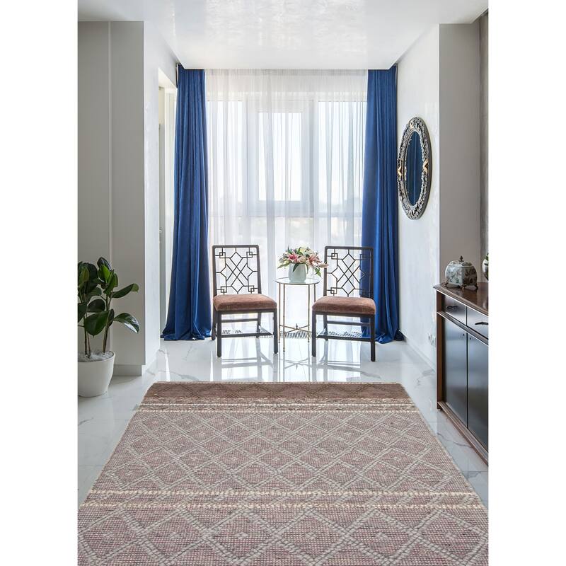 ECARPETGALLERY Braid weave Sienna Grey Wool Rug - 5'2 x 7'10