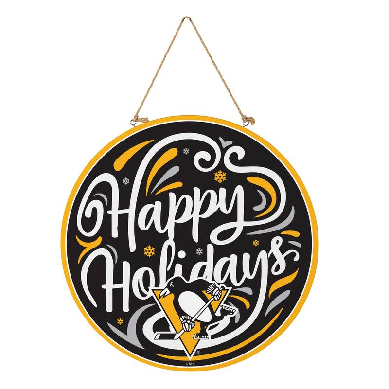 Pittsburgh Penguins 18" x 18" Happy Holidays Door Décor Wall Sign - 18" x 18"