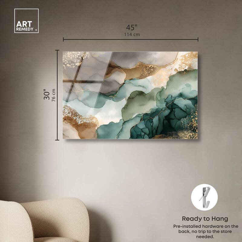 Golden Estuary I Acrylic by Art Remedy, Ready to Hang