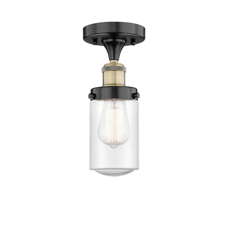 Innovations Lighting Edison Dover - 1 Light 7" Semi-Flush Mount - Black Antique Brass/Seedy