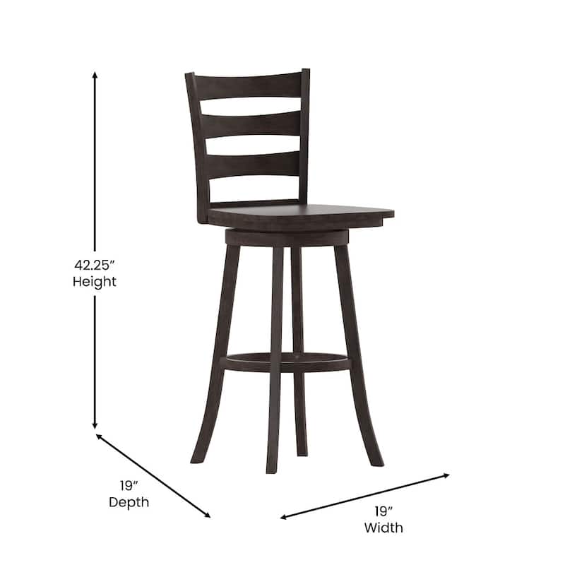 Commercial Grade Traditional Ladderback Wooden Swivel Barstool