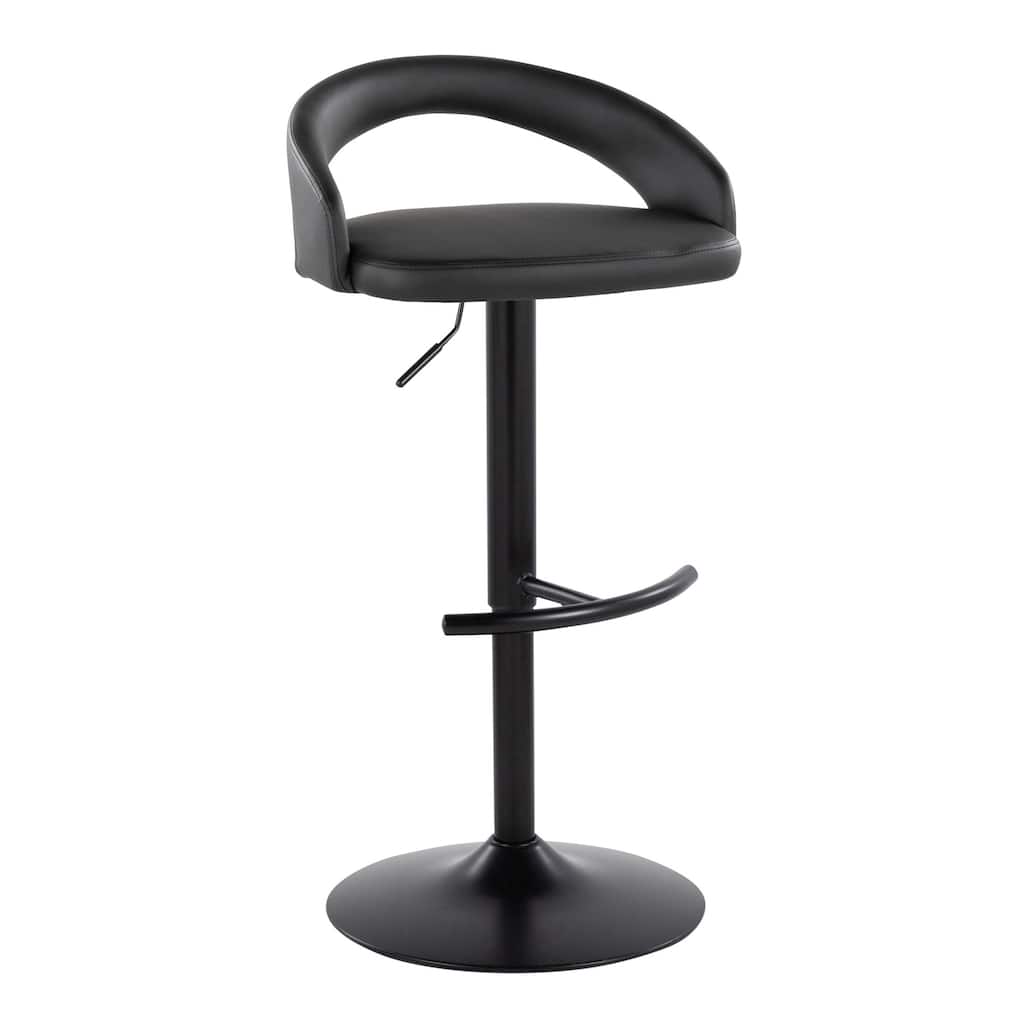 Grotto Upholstered Adjustable Barstool with Black Base