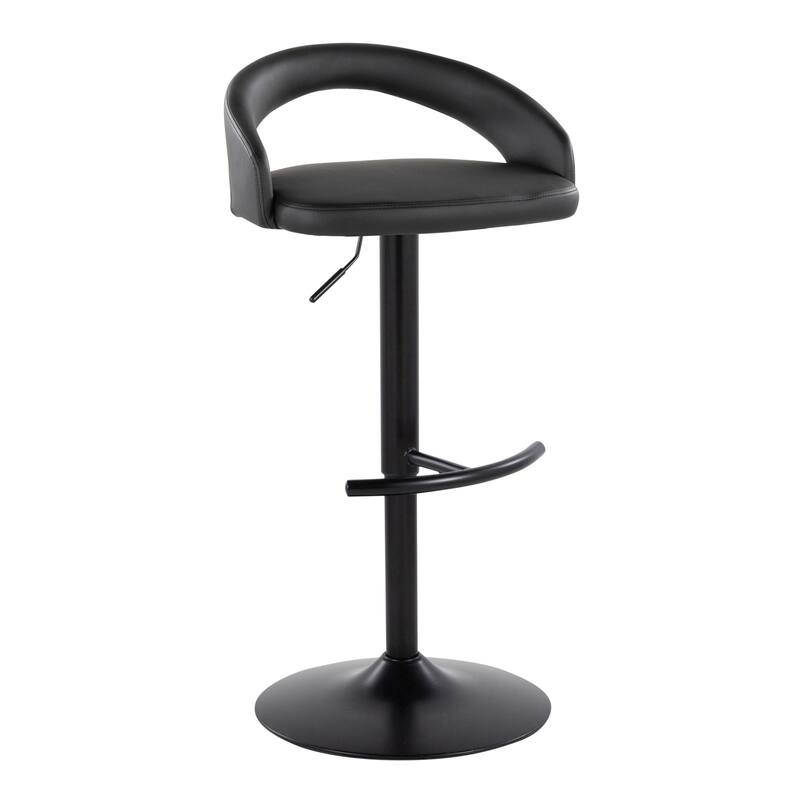 Porch & Den Stavenger Upholstered Adjustable Bar Stool with Black Metal Base & Rounded T Footrest