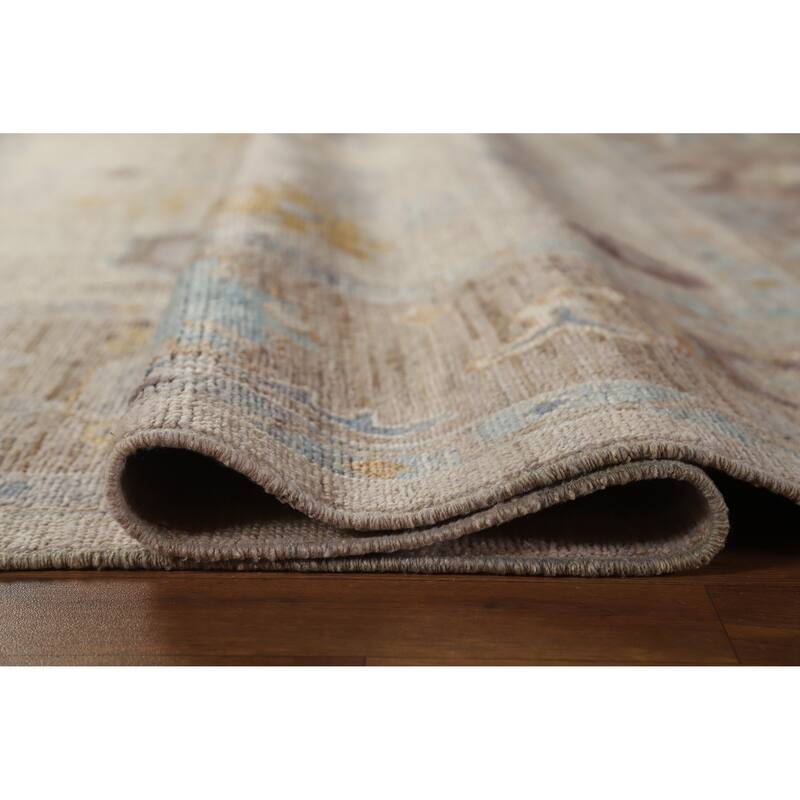 Hand Knotted Oriental 100% Wool Carpet Transitional All-Over Beige & Ivories Oushak Area Rug - 10' 0'' X 8' 2''
