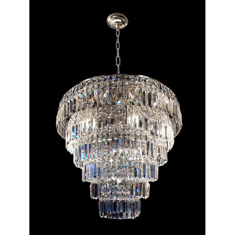 Round Chandelier 28" Wide Clear Crystal Flush mount - Silver