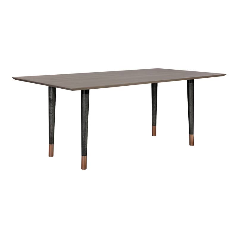 Oak Dining Table with Solid Wood Top - Farmhouse Kitchen Table with Copper Legs, Seats 6 - 78.7