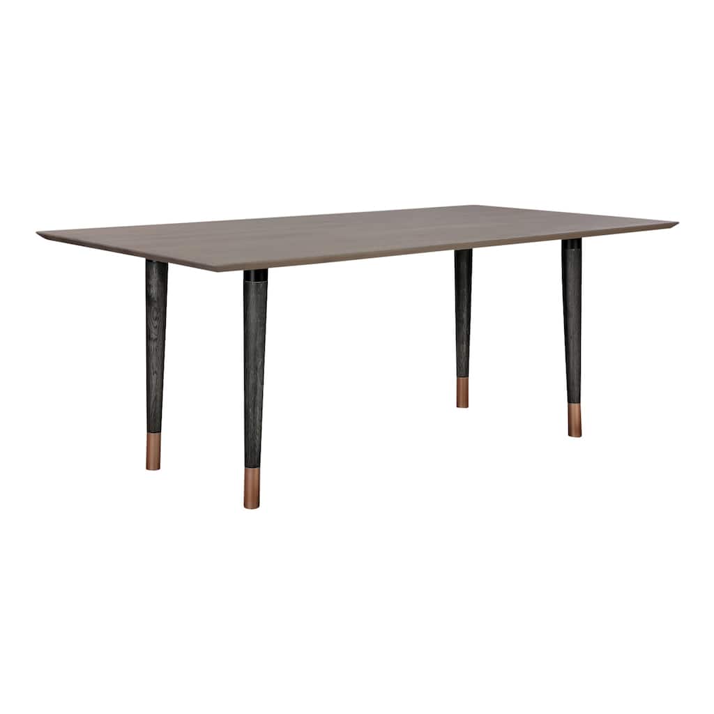 Oak Dining Table with Solid Wood Top - Farmhouse Kitchen Table with Copper Legs, Seats 6 - 78.7