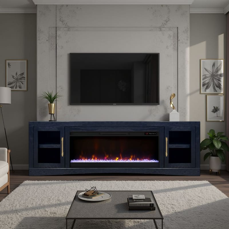 Bridgevine Home Heritage 82 inch Fireplace TV Stand, for TVs up to 90 inches