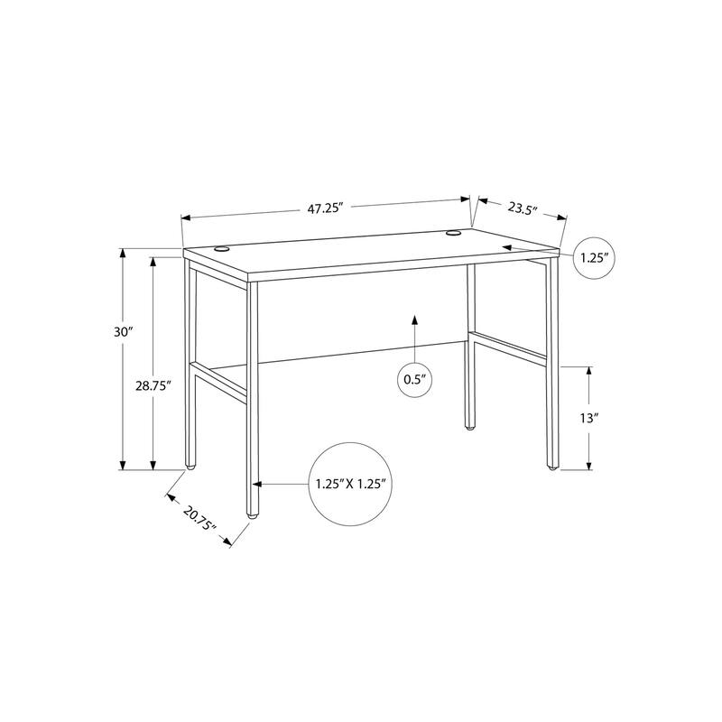 48-Inch Modern Computer Desk with Scratch-Resistant Grey Laminate Top and Cable Management for Home or Office