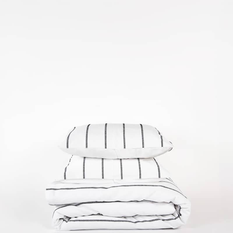 Rizzy Home Willow Lane Off White Recycled Cotton Striped Comforter Set
