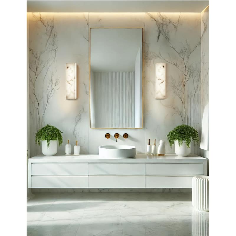 Justice Design LumenAria - Medley 17" LED ADA Wall Sconce - Faux Alabaster Shade