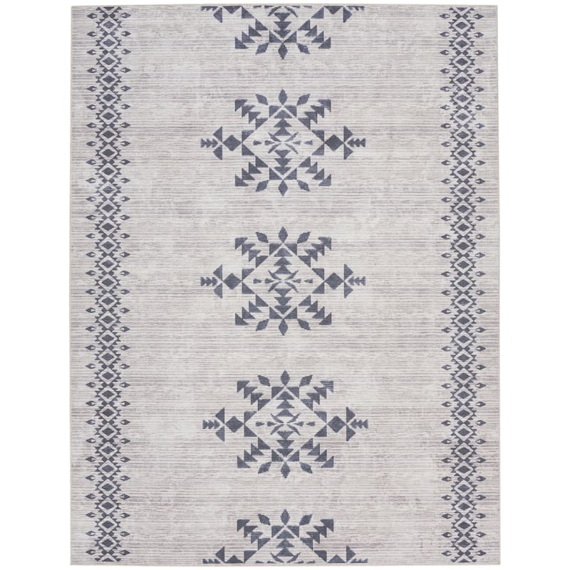 New Concept Washables Machine Washable Series 1 Indoor only Geometric Area Rug - 9' 2" x 12' - Charcoal - Rectangle
