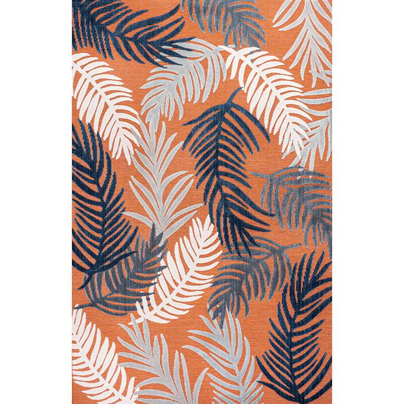 JONATHAN Y Sebastian Abstract Swirl Area Rug - 4 X 6 - Orange/Navy/Ivory
