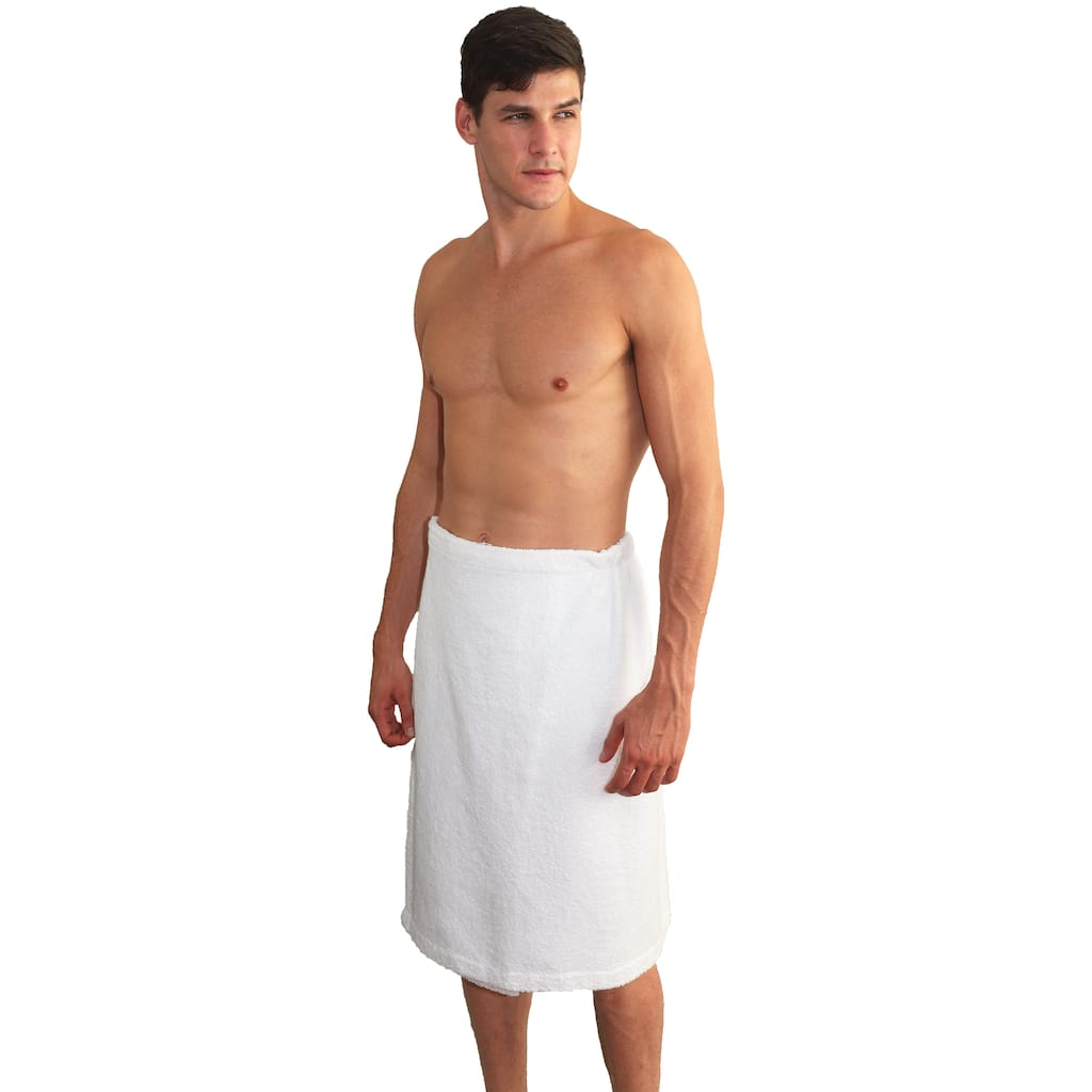 Turkish Cotton Terry White Men's Spa and Shower Towel Wrap