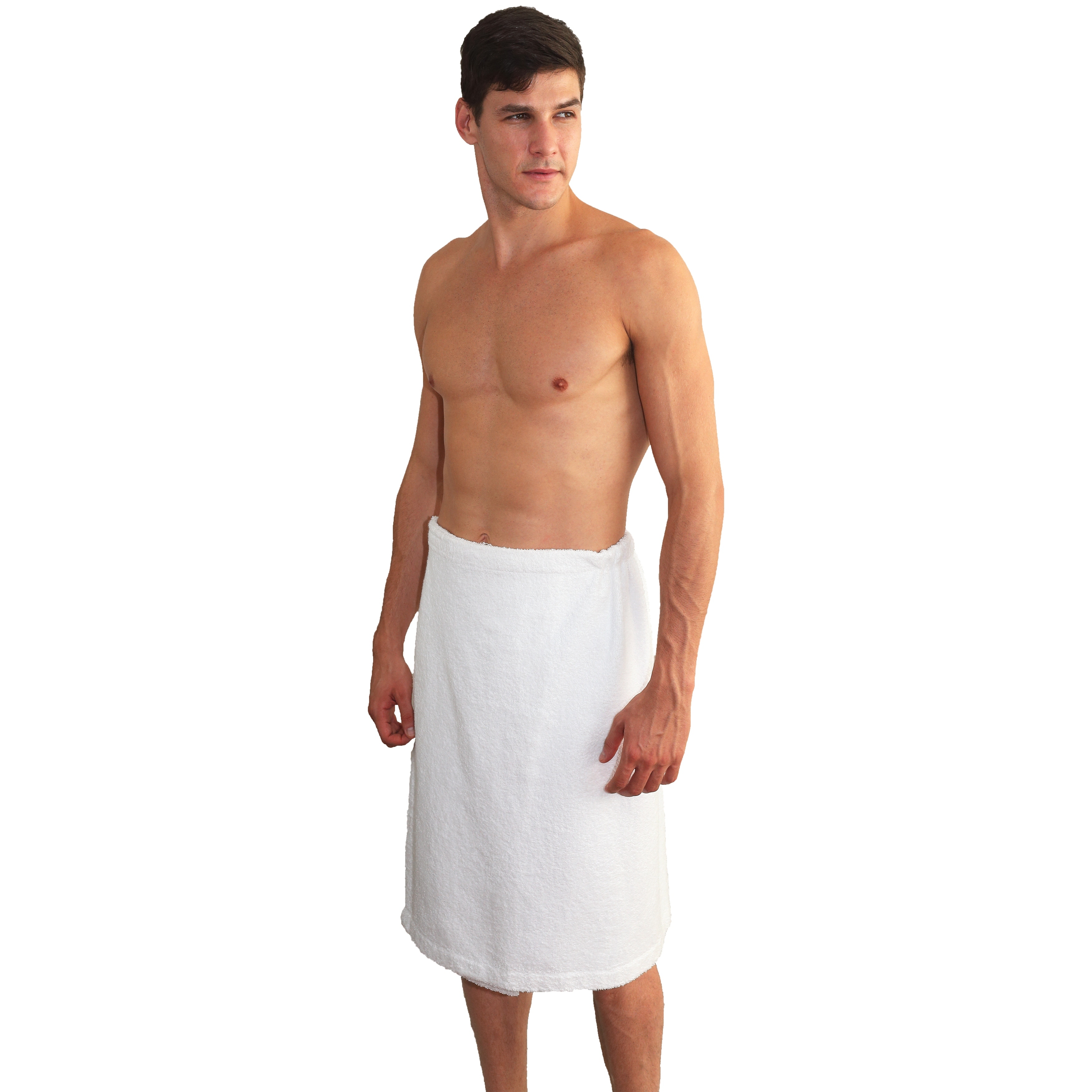 Turkish Cotton Terry White Men's Spa and Shower Towel Wrap