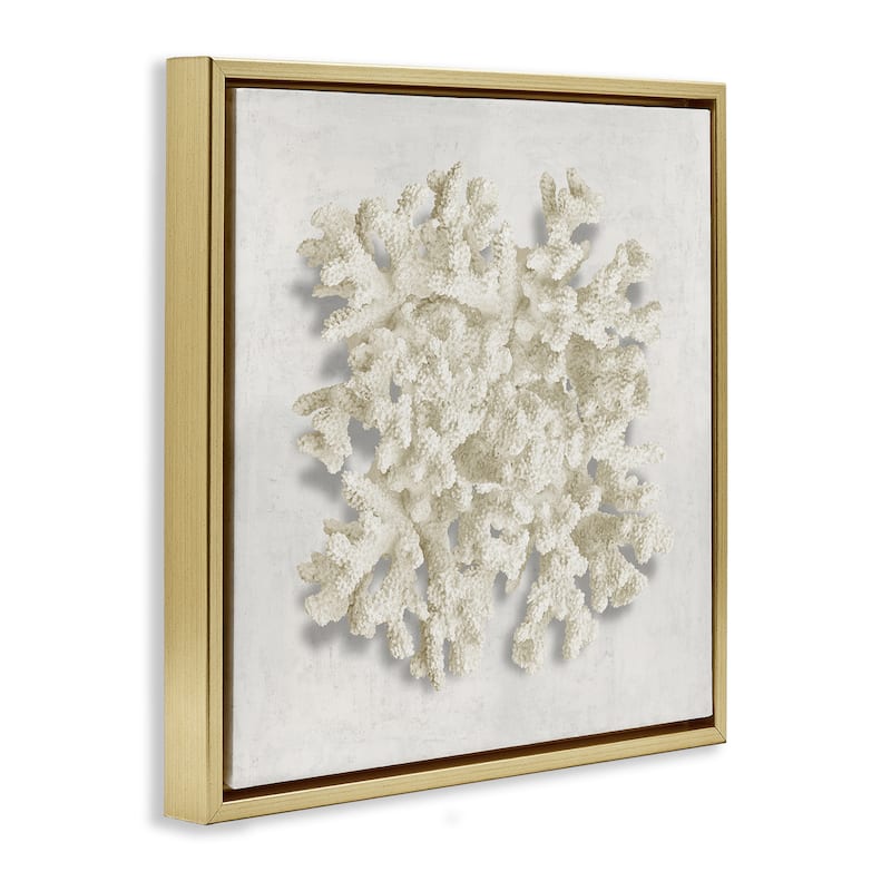 Stupell Aquatic Neutral Coral Framed Floater Canvas Wall Art Design By Caroline Kelly