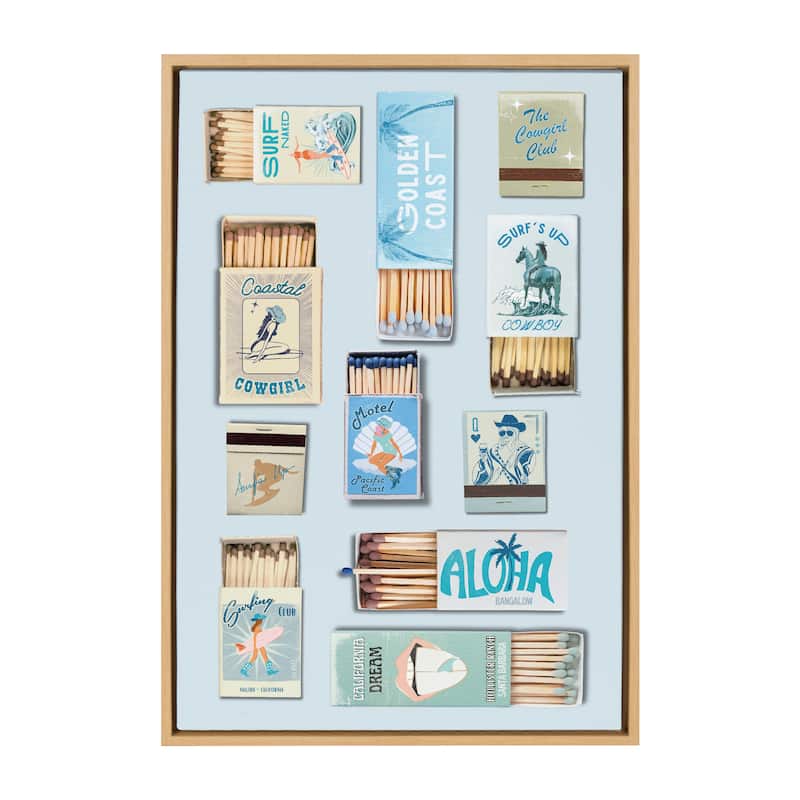 Sylvie Retro Matchbox Blue Coastal Cowgirl Framed Canvas by Honey Island Studio