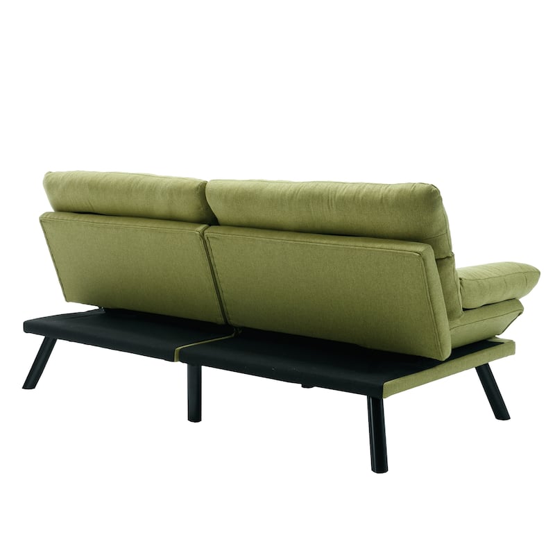 Modern Upholstered 2 Seaters Sleeper Sofa with Thick Cushion and Metal Feet