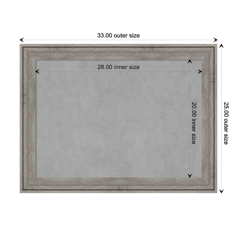 Amanti Art Regis Barnwood Grey Framed Magnetic Board - Board Size 28x20