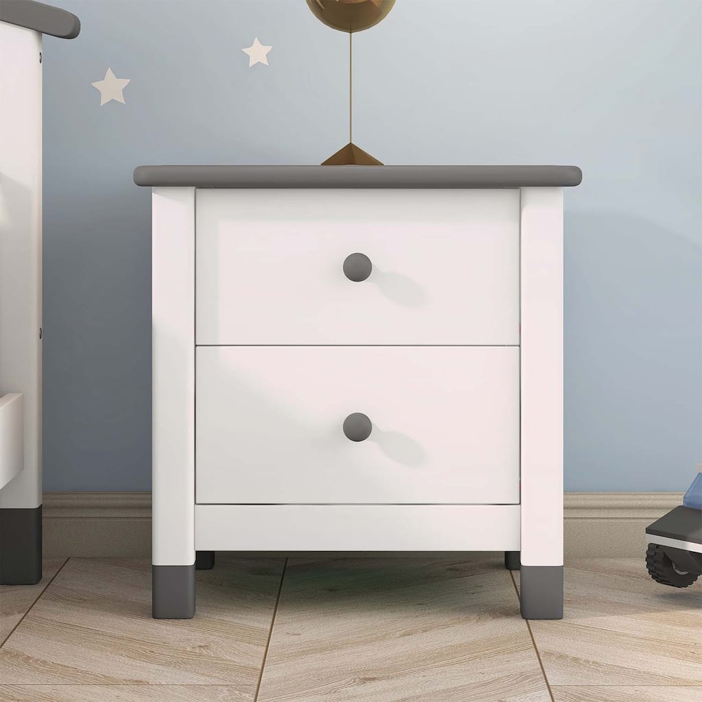 Wooden Nightstand with Two Drawers for Bedroom,Space-Saving and Sturdy Design