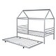 preview thumbnail 11 of 10, Twin Size Metal House-Shaped Platform Bed with Trundle, Stylish Design and Extra Guest Sleeping Space, Silver