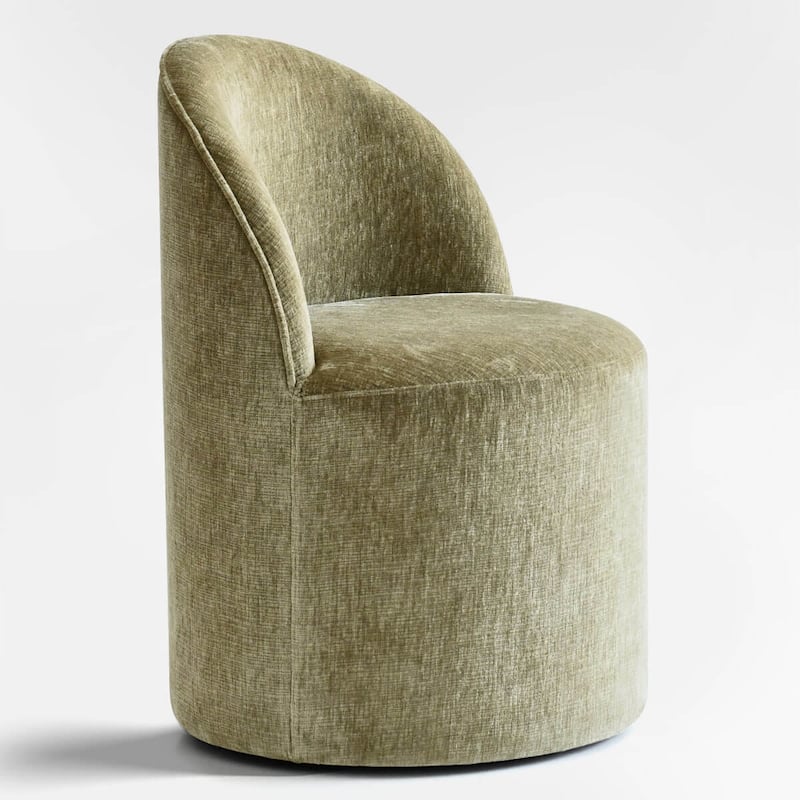 Chenille Rolling Upholstered Dining Chair with Castors (Set of 2)