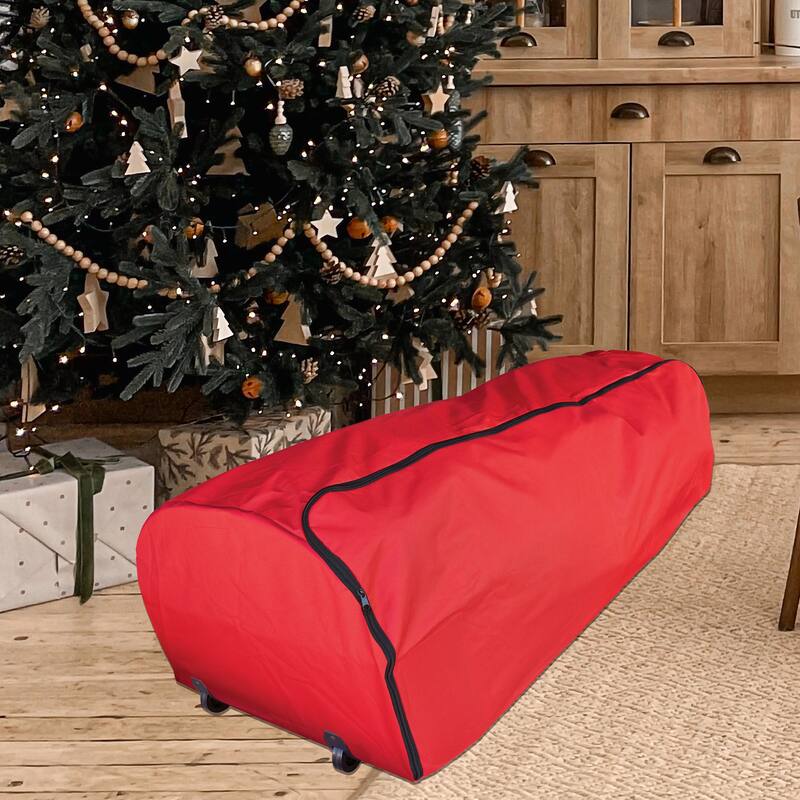 Red Rolling Christmas Tree Storage Bag for Trees