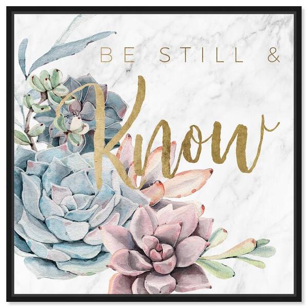 Oliver Gal 'Be Still and Know Succulents' Typography and Quotes Wall Art  Framed Canvas Print Quotes and Sayings - Gold, Green - Bed Bath & Beyond -  31794879