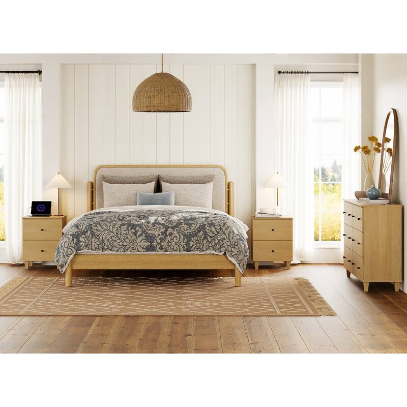 WAMPAT 6-Drawer Dresser and Nightstands Set of 3 for Bedroom