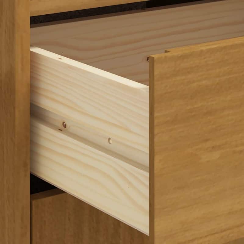 vidaXL Highboard with Glass Door FLAM 36.2"x15.7"x48.2" Solid Wood Pine - 36.2" x 15.7" x 48.2"