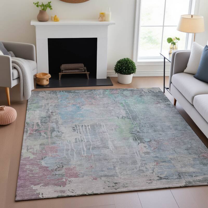 Premium Washable Super Soft Abstract Watercolor Mayfield Rug - Blue - 2'6" x 3'10"
