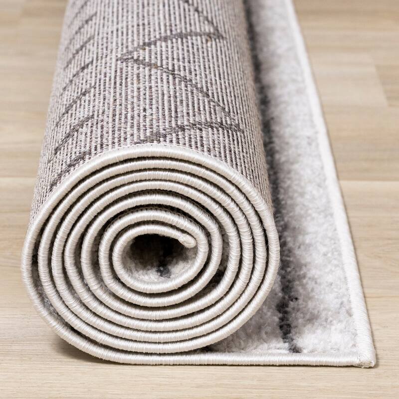 Emma Collection - Grey/White Tribal Patterned Rug