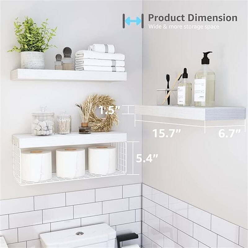 Toilet Paper Holder Small 16 inch Set of 3 - 6.7"D x 15.7"W x 1.5"H