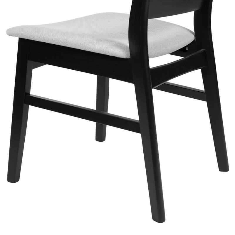 5-Piece Mid-Century Modern Dining Table Set, 47" Rectangular Wood Table with 4 Upholstered Chairs for Dining Room, Kitchen