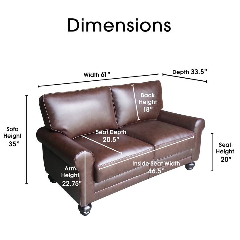 Serta Copenhagen 61" Loveseat for Two People, Pillowed Back Cushions and Rounded Arms, Durable Modern Upholstered Fabric